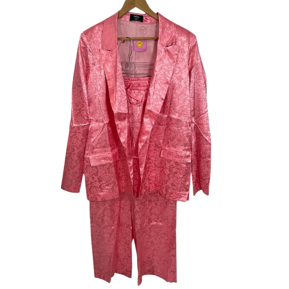 Dressed in Lala Lucky Girl Jacquard Floral Blazer + Cargo Pants Set size med NWT - Picture 2 of 16
